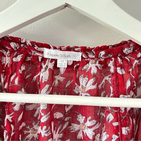 Poupette St Barth Dress Fleur Poncho Red Dalia - Picture 6 of 8